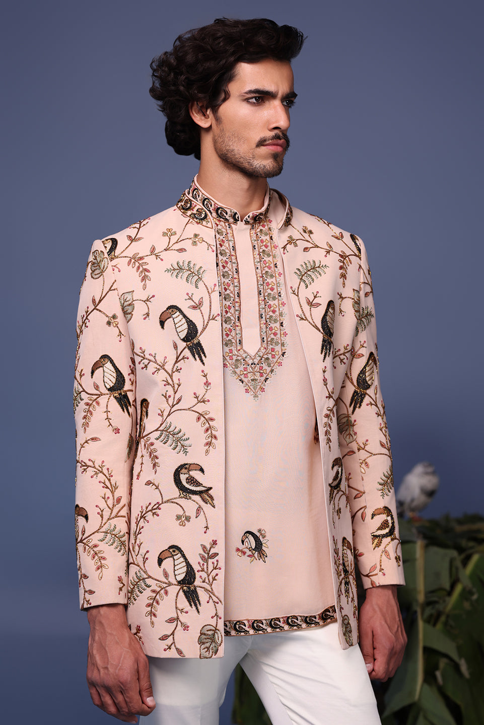AHAN MACAW PINK JODHPURI SET
