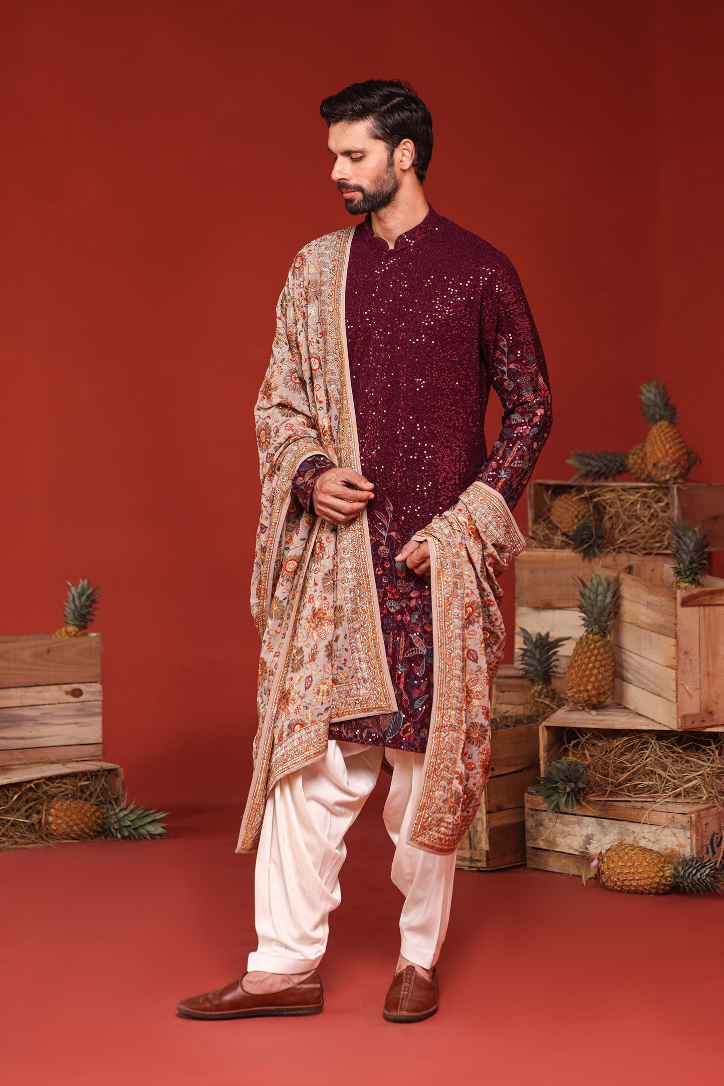 KUSH WINE KURTA SET