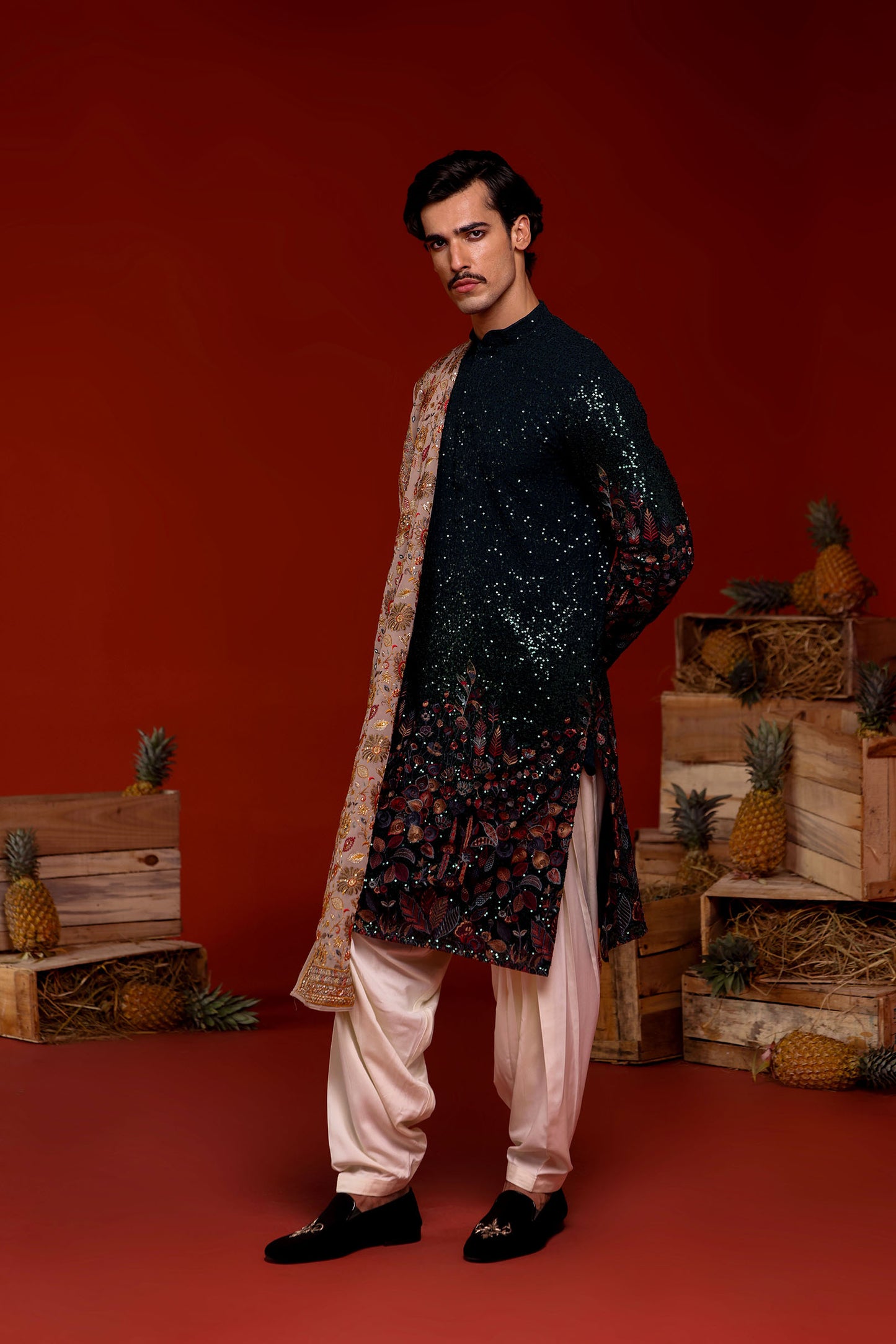 BHAUMYA BOTTLE GREEN KURTA SET