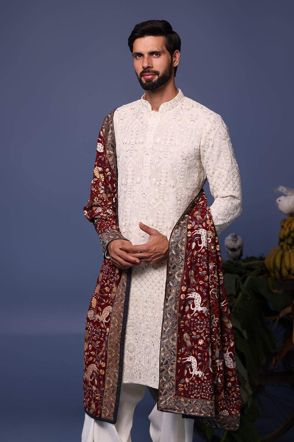 TAJDAAR IVORY KURTA SET