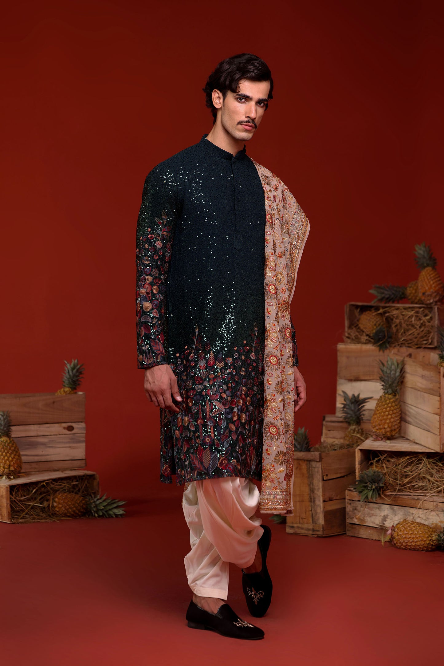 BHAUMYA BOTTLE GREEN KURTA SET