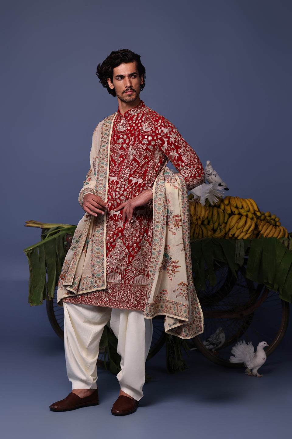 NAZM MAROON KURTA SET