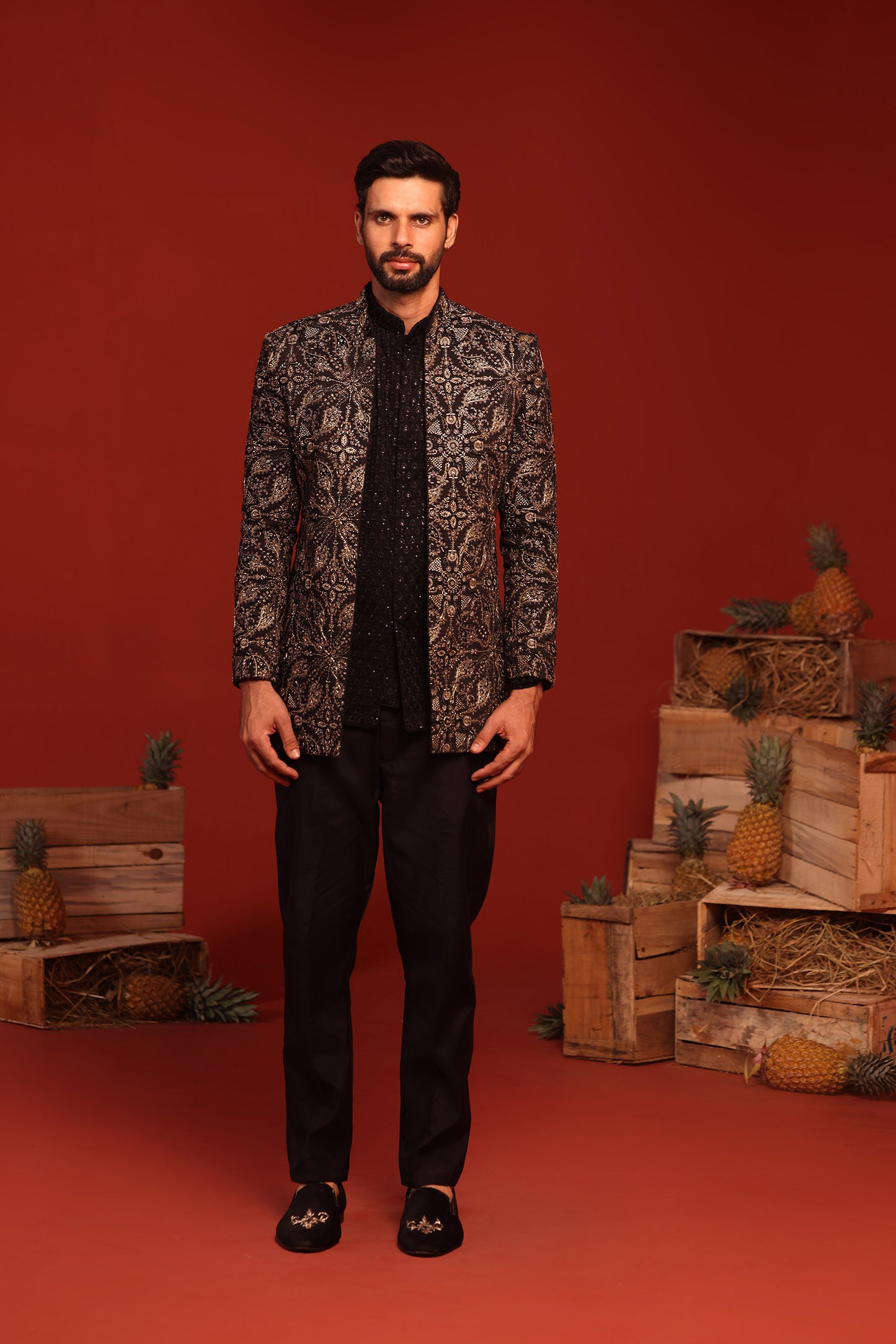 PRADYUT BLACK JODHPURI SET