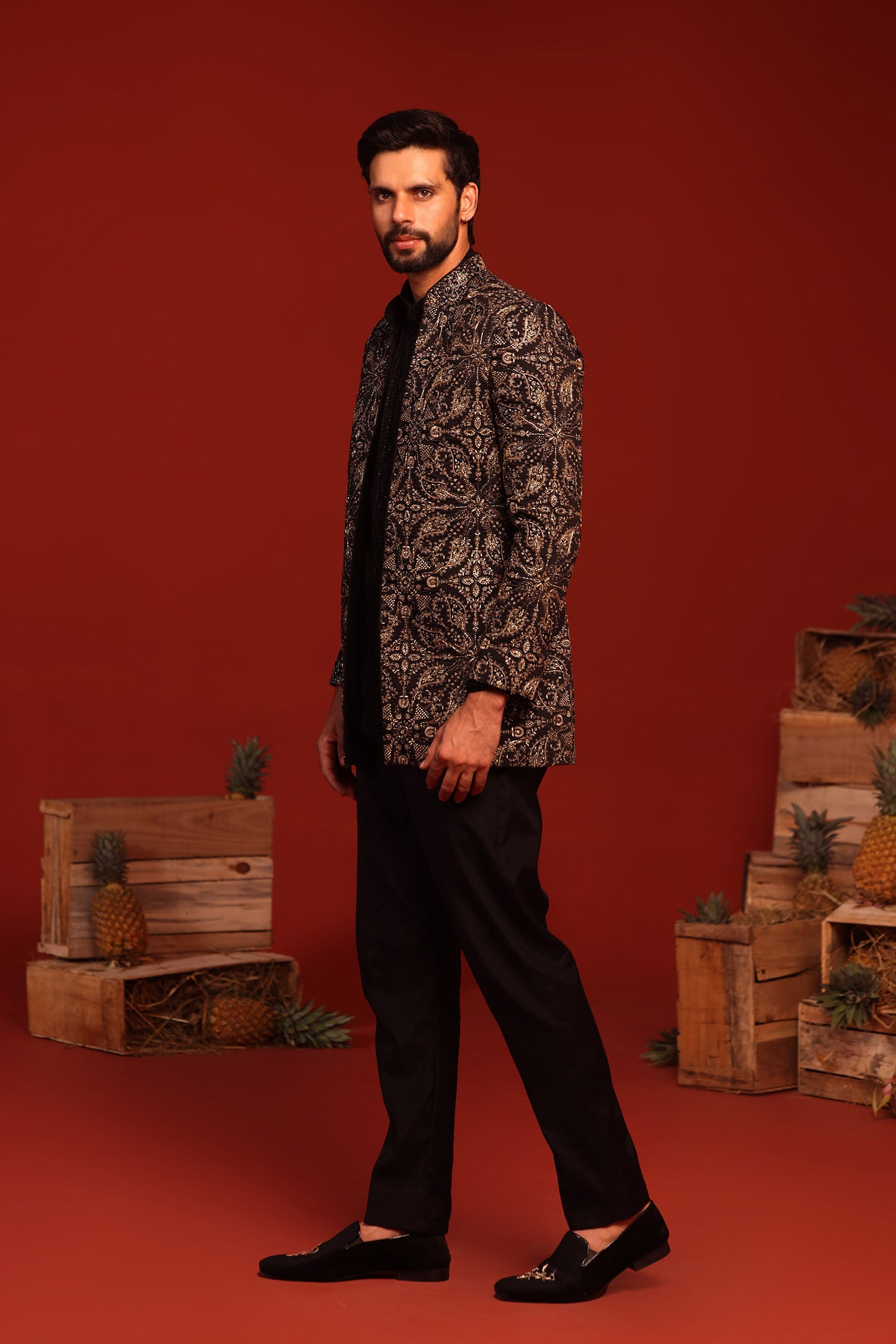 PRADYUT BLACK JODHPURI SET