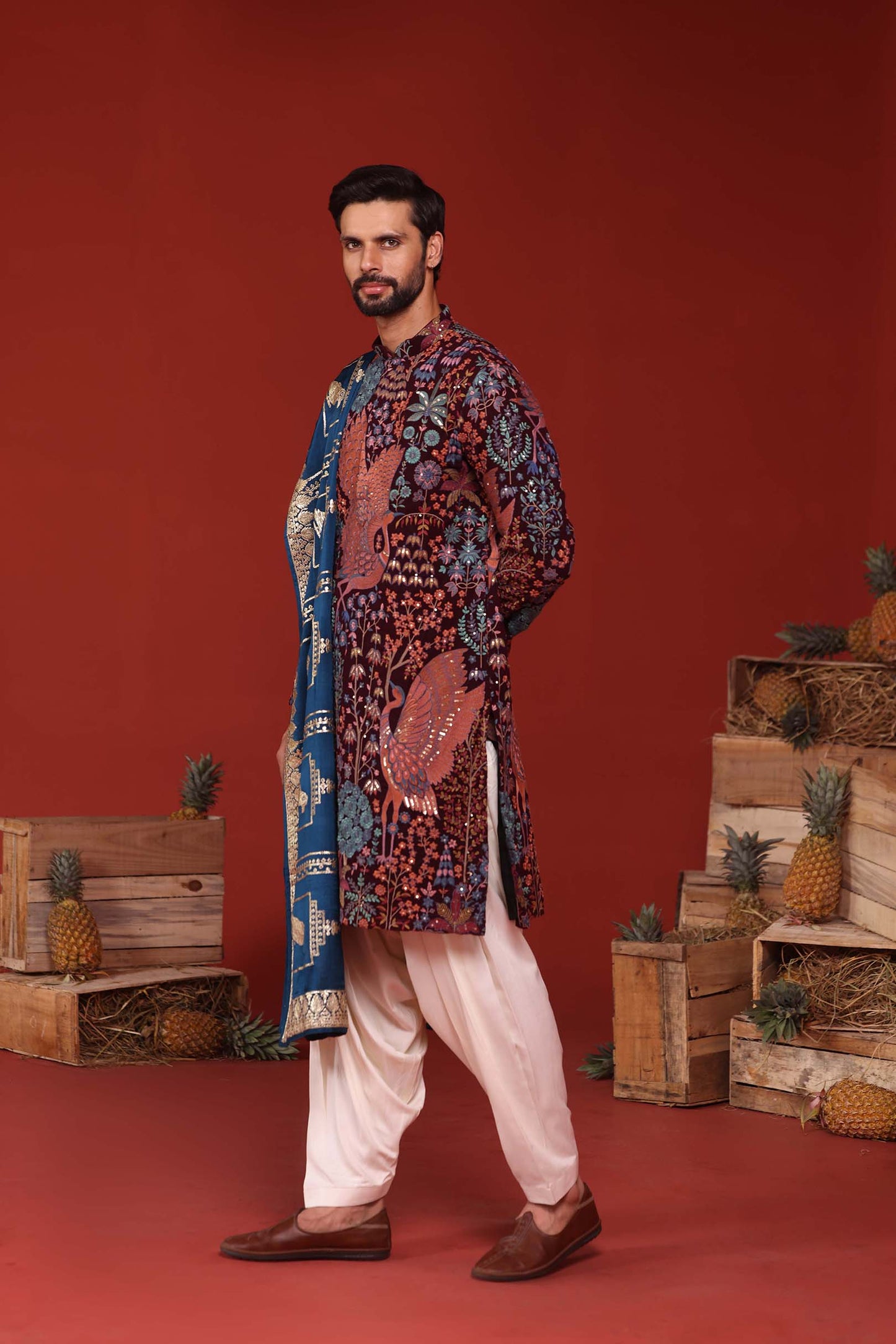 SAMIR WINE JODHPURI SET