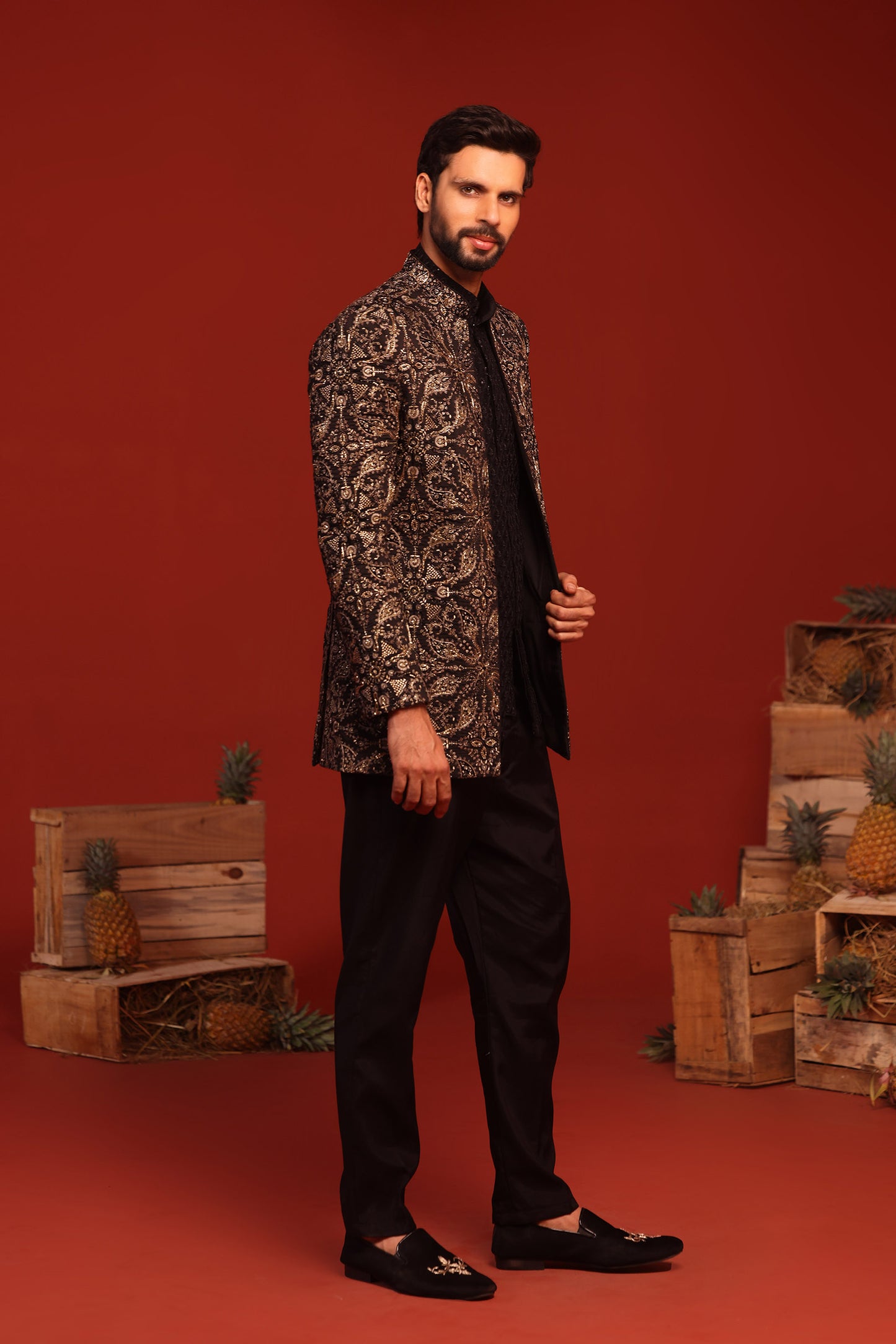 PRADYUT BLACK JODHPURI SET