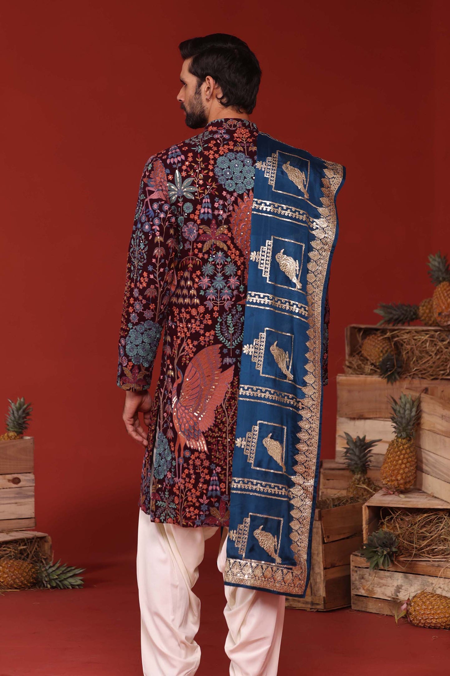 SAMIR WINE JODHPURI SET