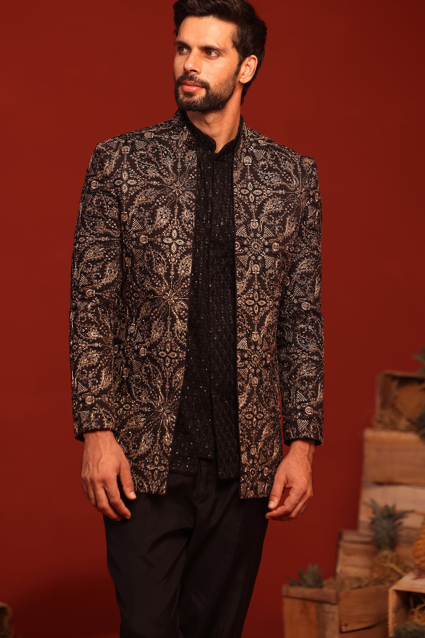 PRADYUT BLACK JODHPURI SET