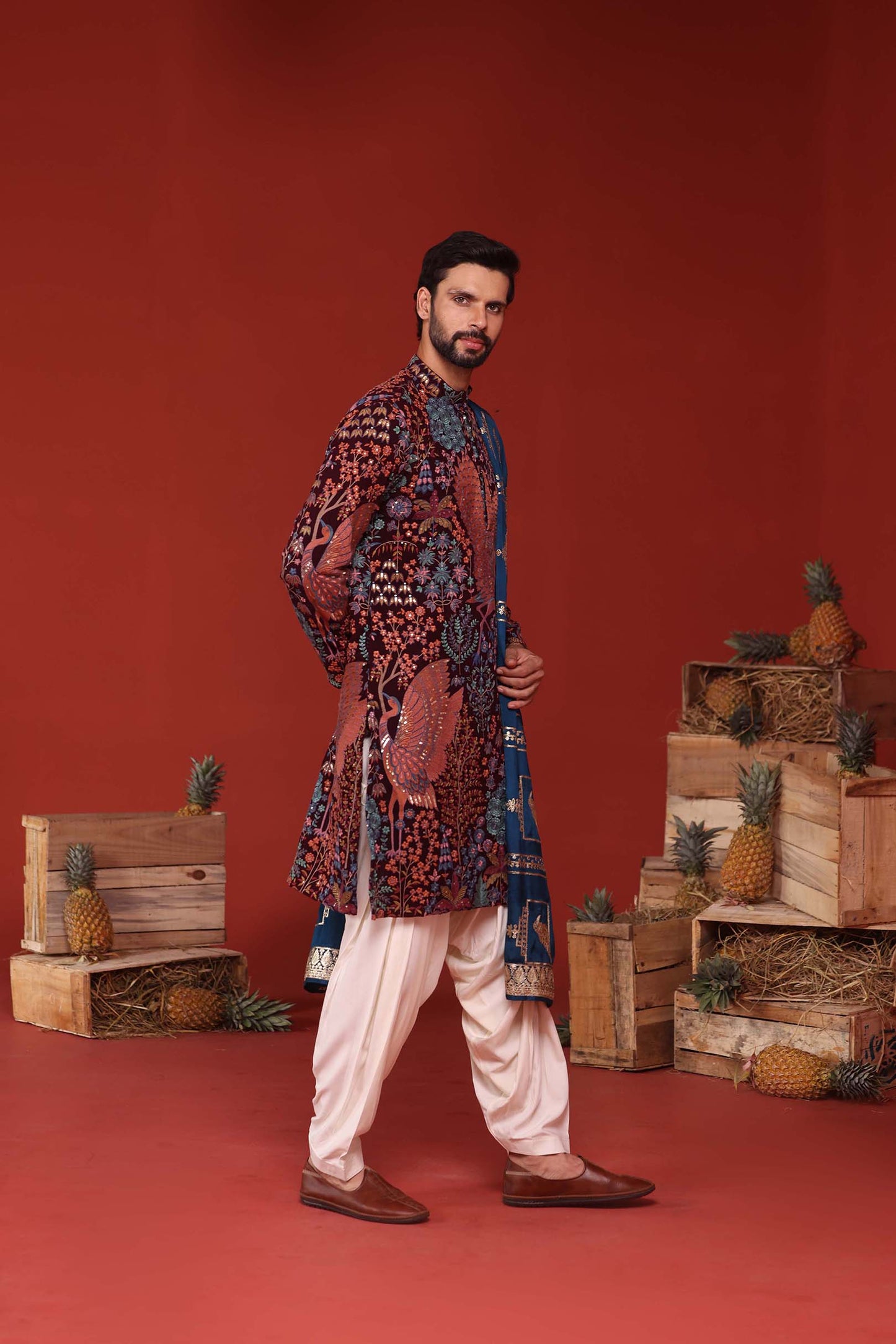 SAMIR WINE JODHPURI SET