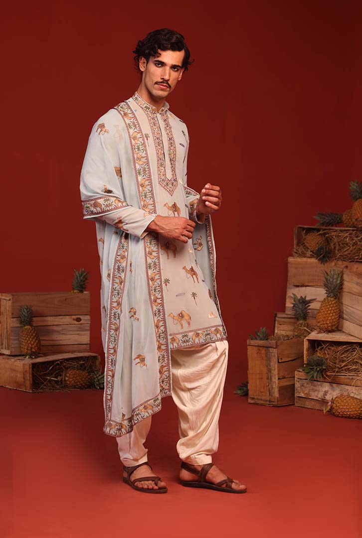 VEERENDRA SKY BLUE KURTA SET
