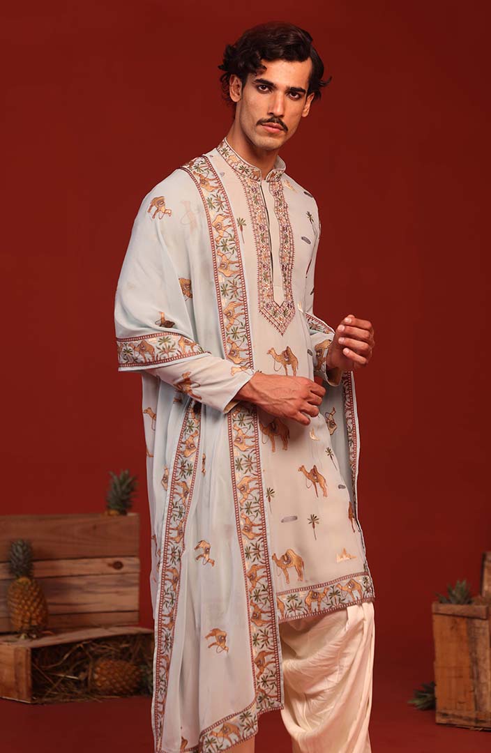 VEERENDRA SKY BLUE KURTA SET