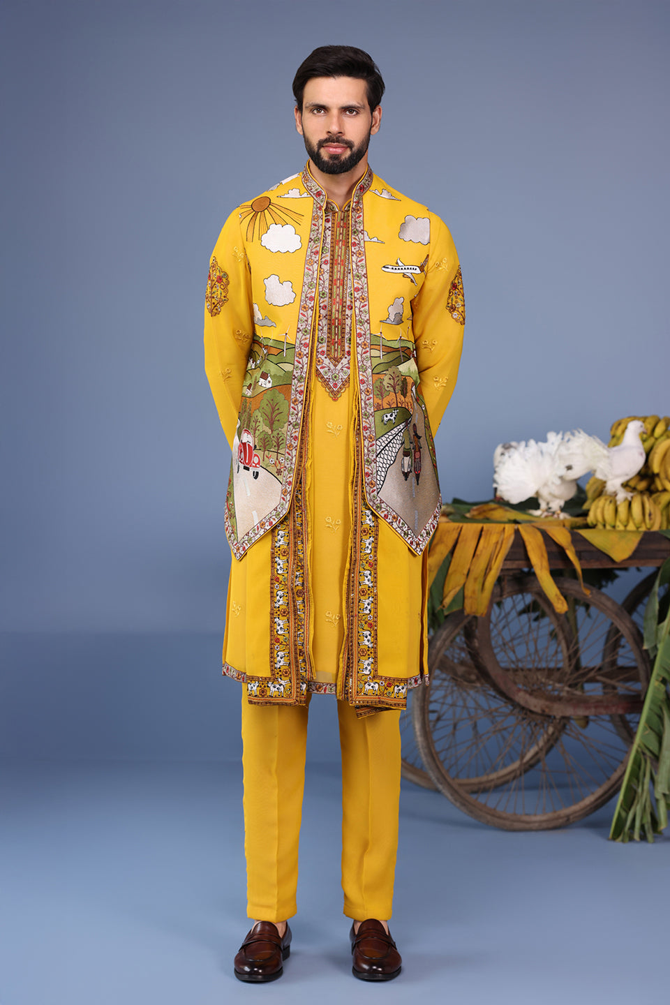 MUSAFIR HALDI KURTA JACKET SET