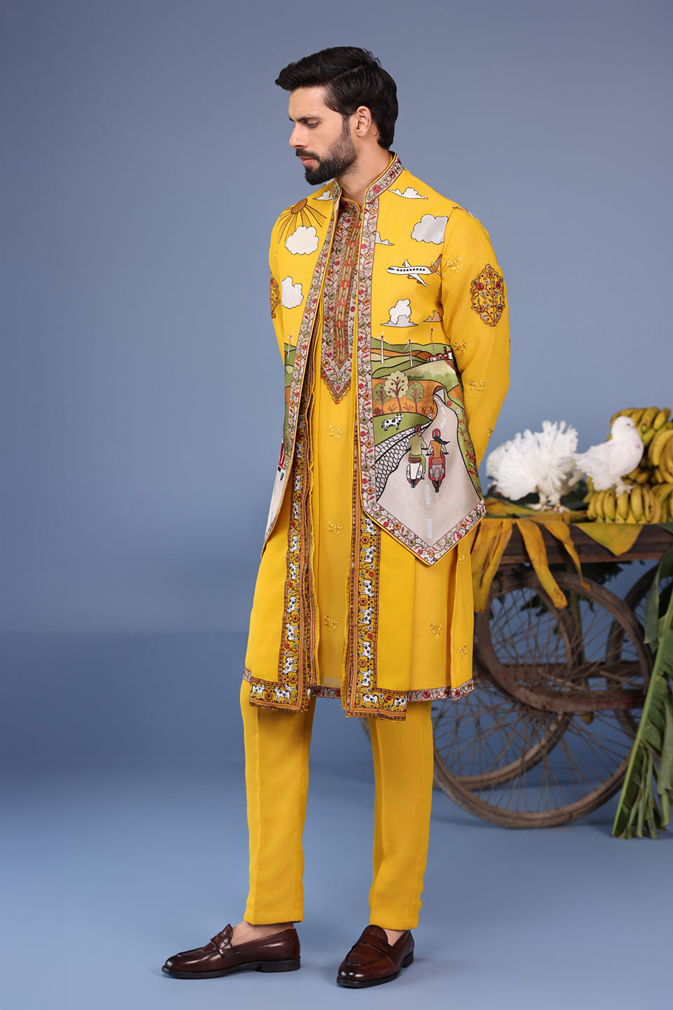 MUSAFIR HALDI KURTA JACKET SET