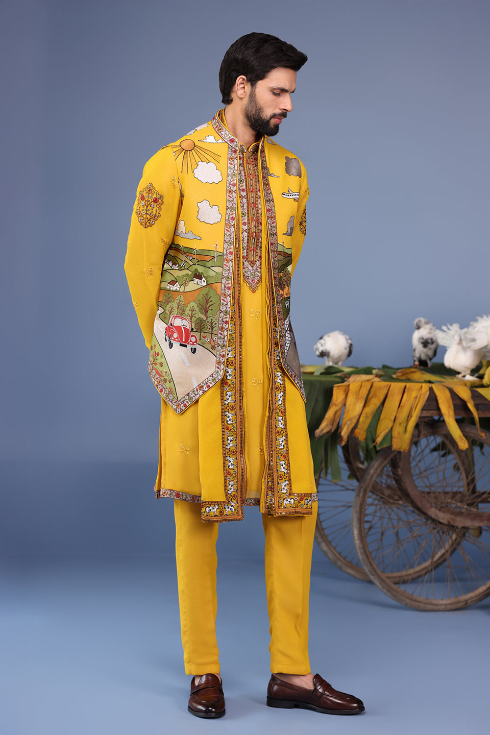 MUSAFIR HALDI KURTA JACKET SET