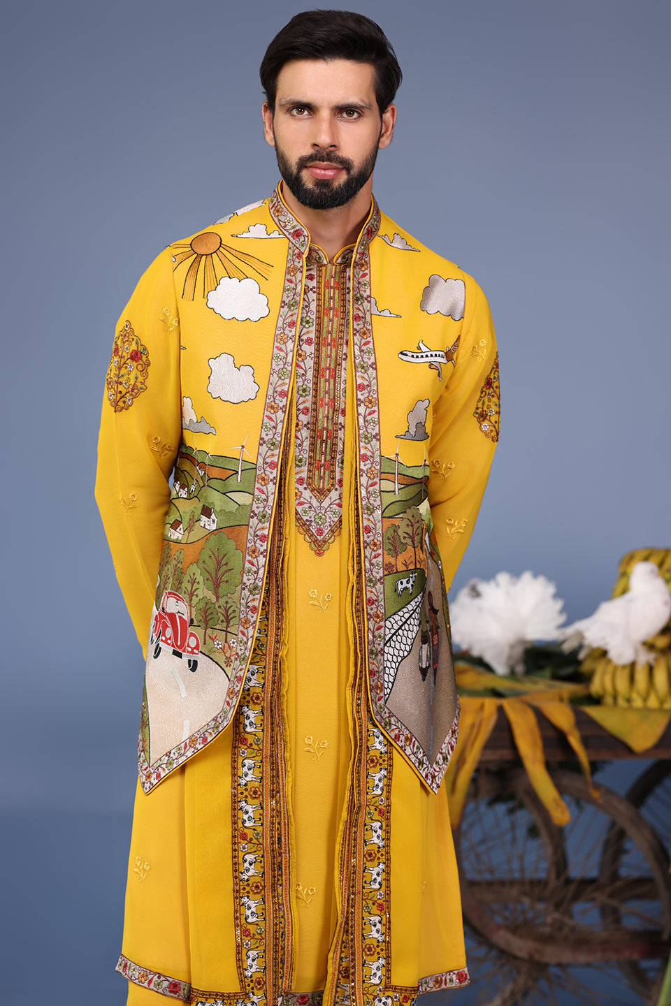 MUSAFIR HALDI KURTA JACKET SET