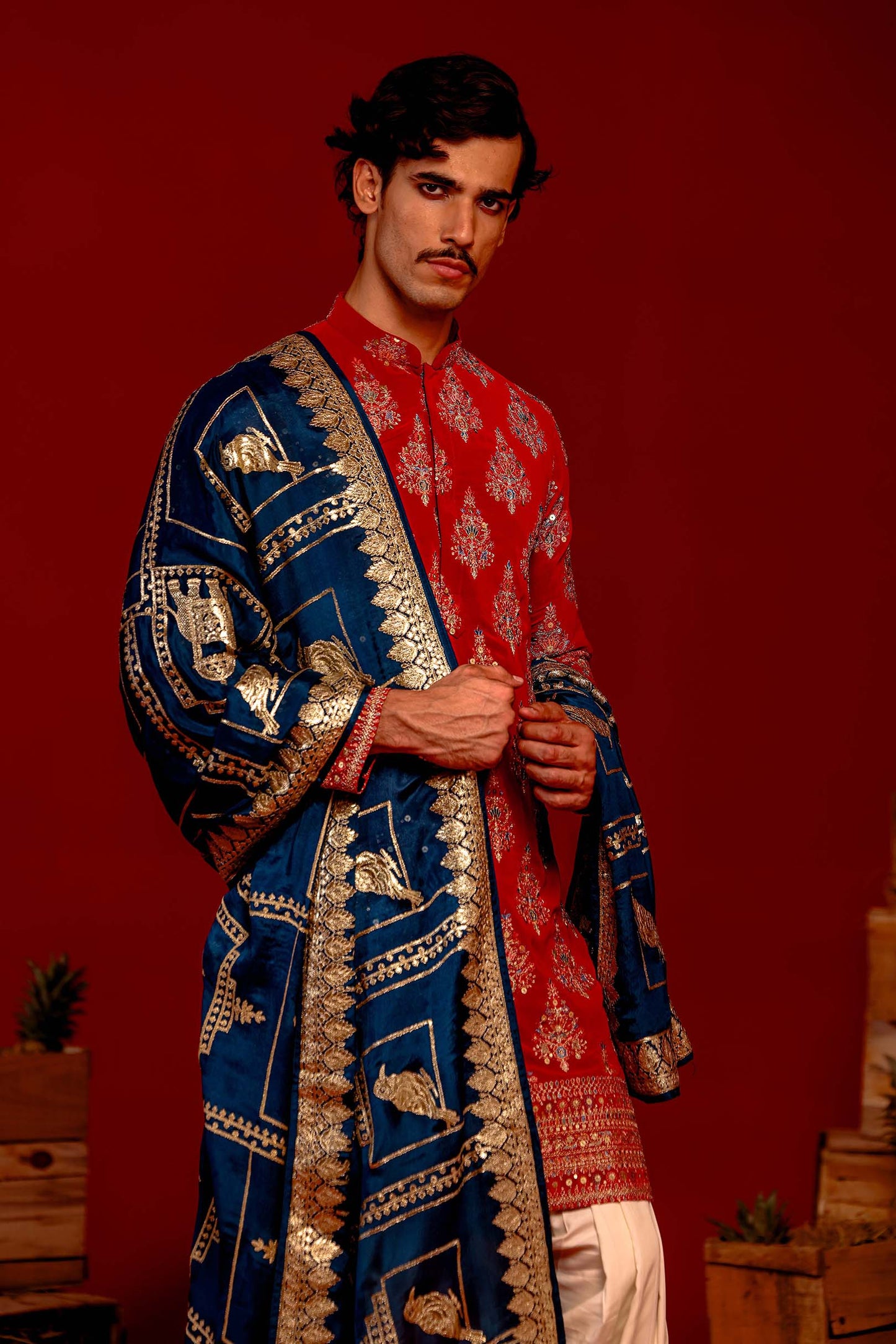 PRAVAR RED KURTA SET
