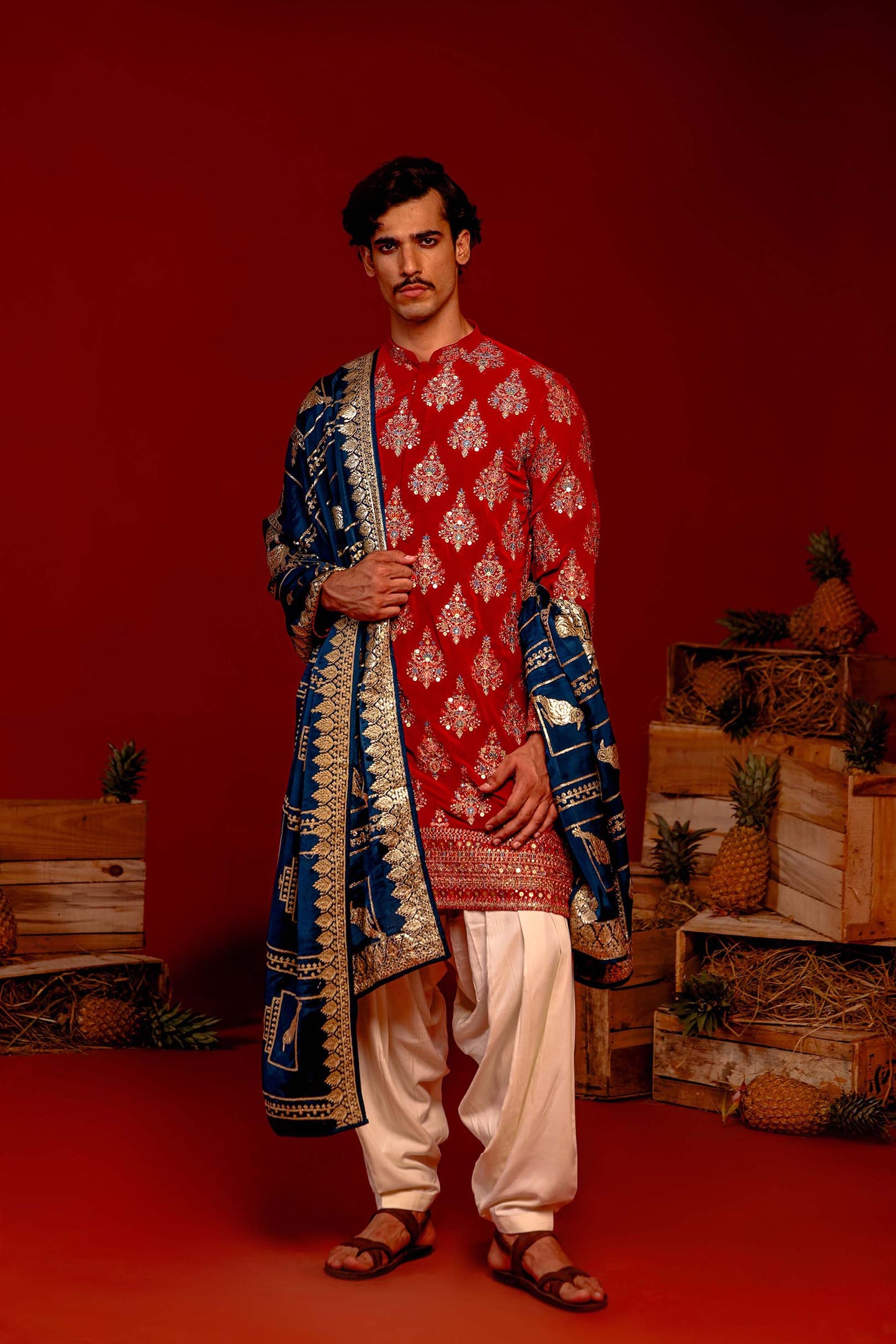 PRAVAR RED KURTA SET