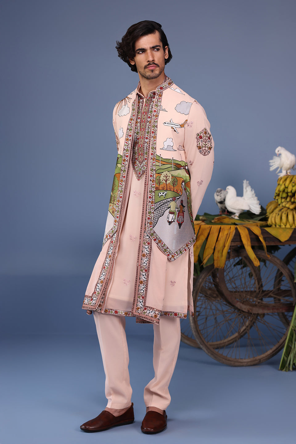 AHAD PINK KURTA JACKET SET