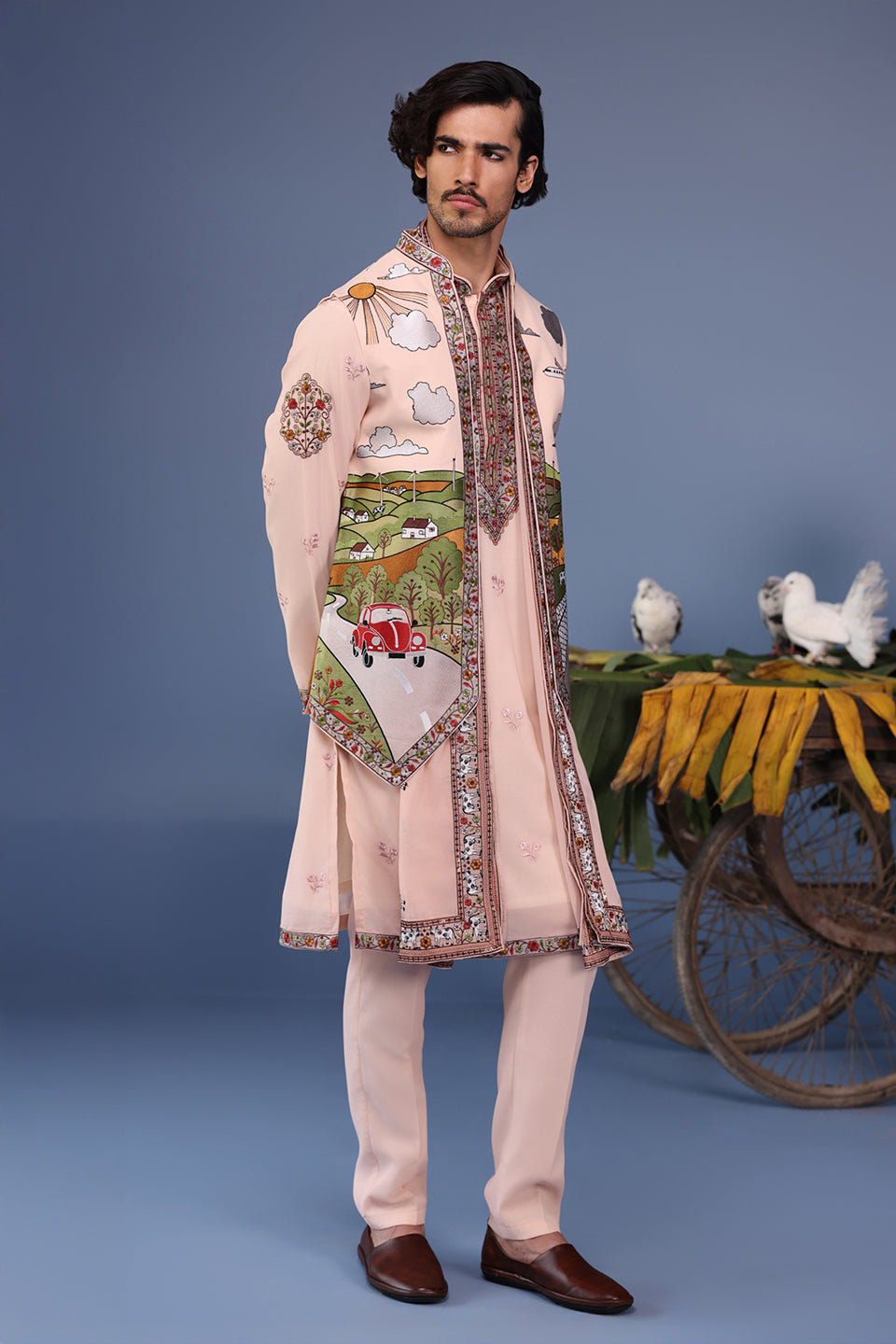 AHAD PINK KURTA JACKET SET