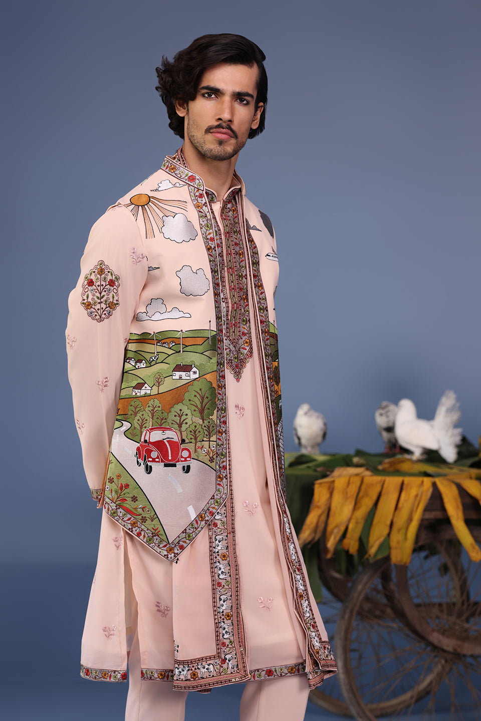 AHAD PINK KURTA JACKET SET
