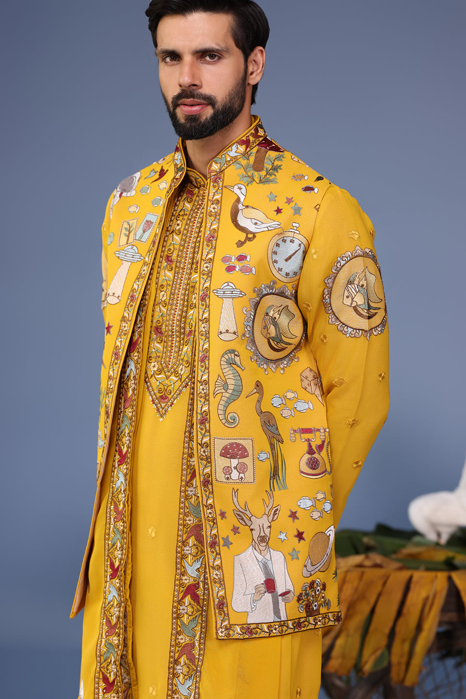 KAINAAT HALDI KURTA JACKET SET