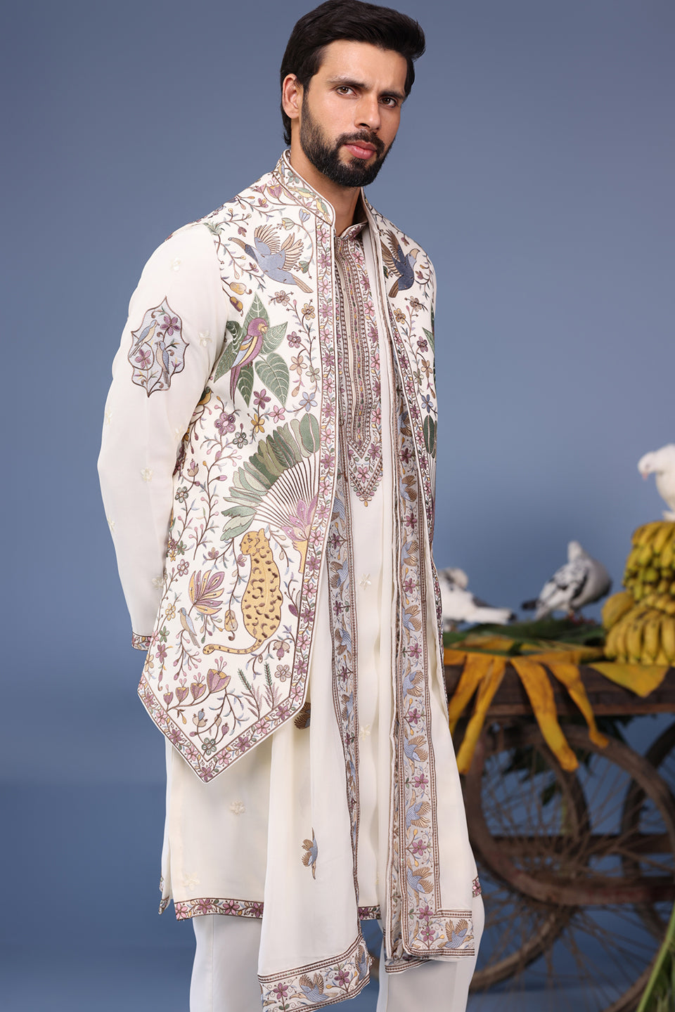 ASIM WILD GRACE IVORY KURTA JACKET SET