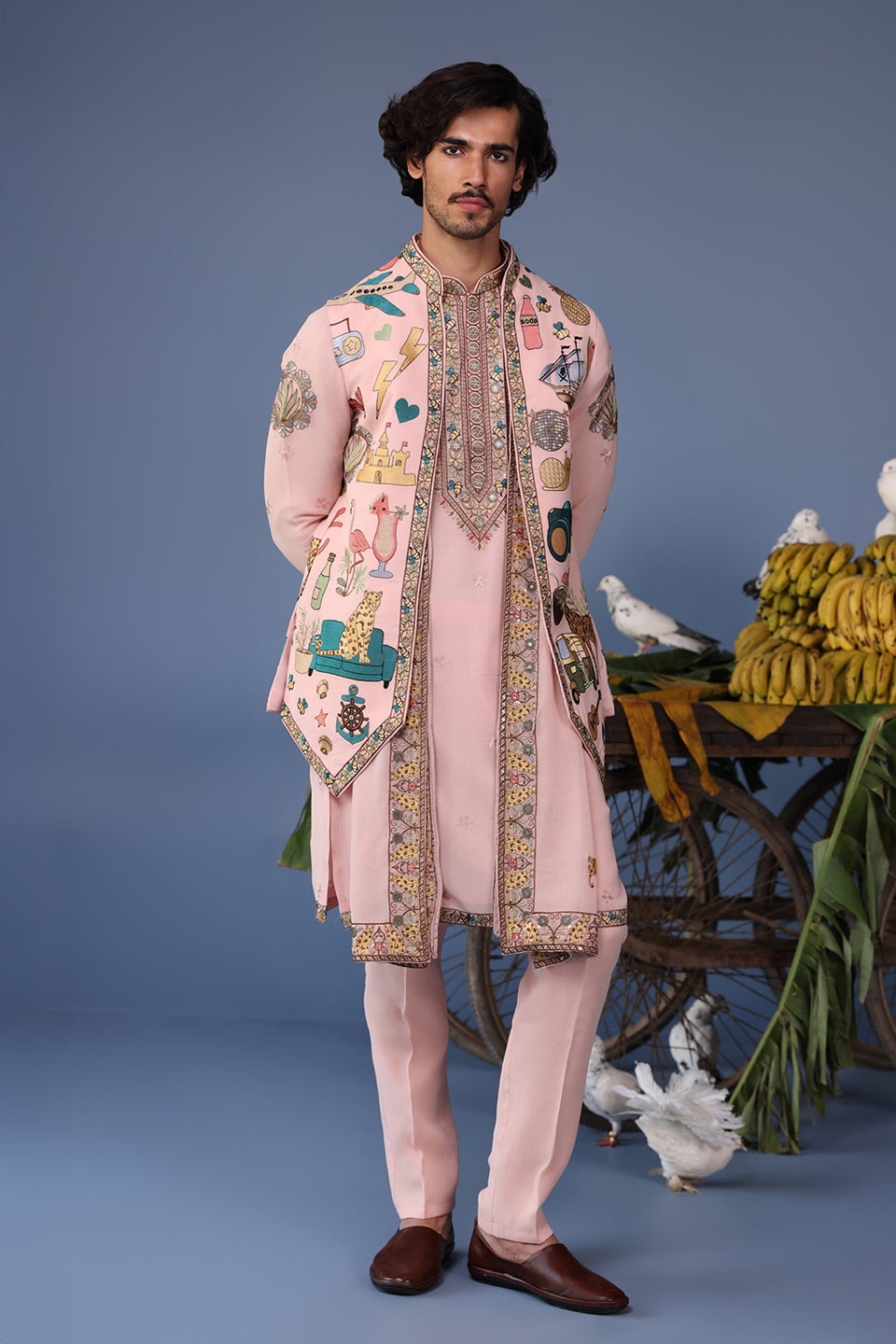 JAADCOCKTAIL PINK KURTA JACKET SET
