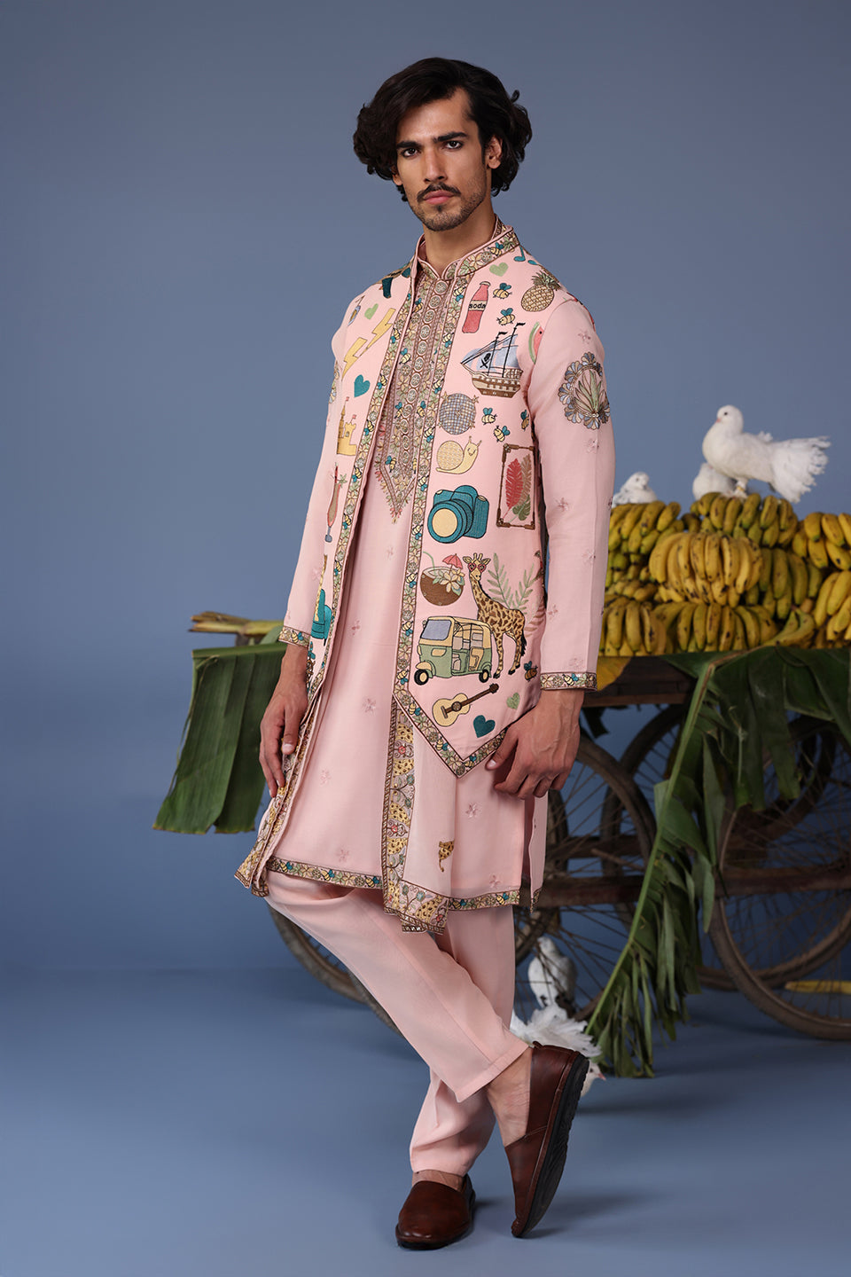 JAADCOCKTAIL PINK KURTA JACKET SET