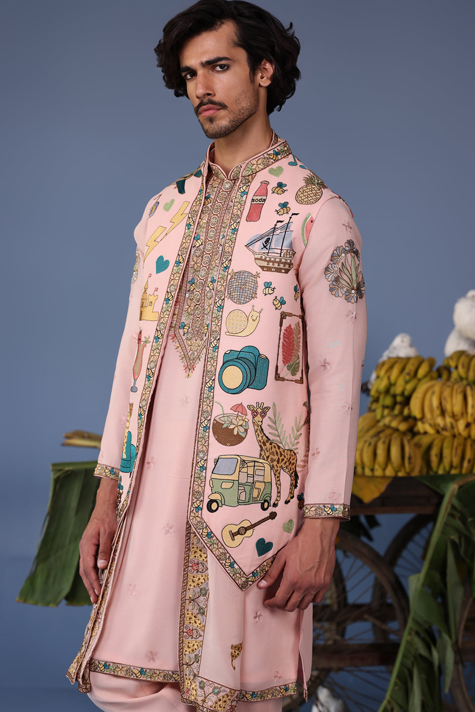 JAADCOCKTAIL PINK KURTA JACKET SET