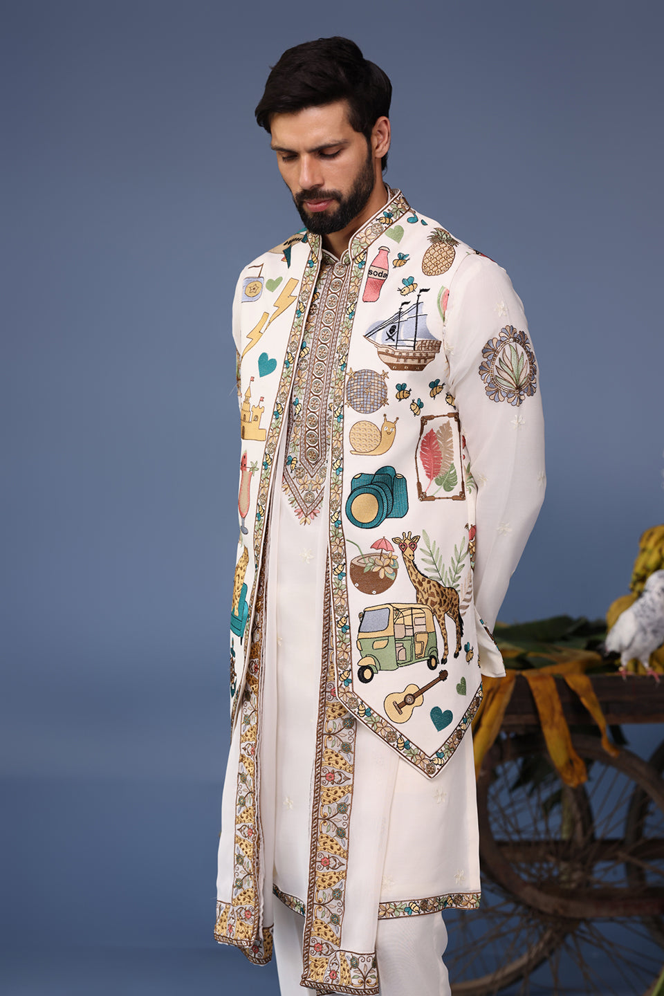 JIHAN COCKTAIL IVORY KURTA JACKET SET