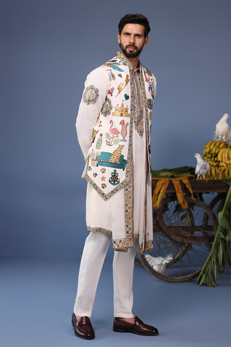 JIHAN COCKTAIL IVORY KURTA JACKET SET