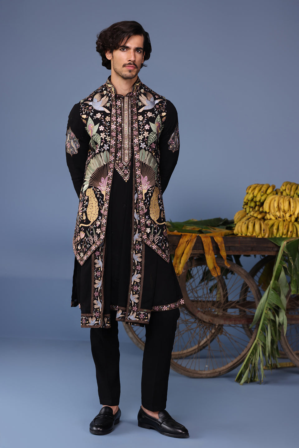 KAIS WILD GRACE BLACK KURTA JACKET SET