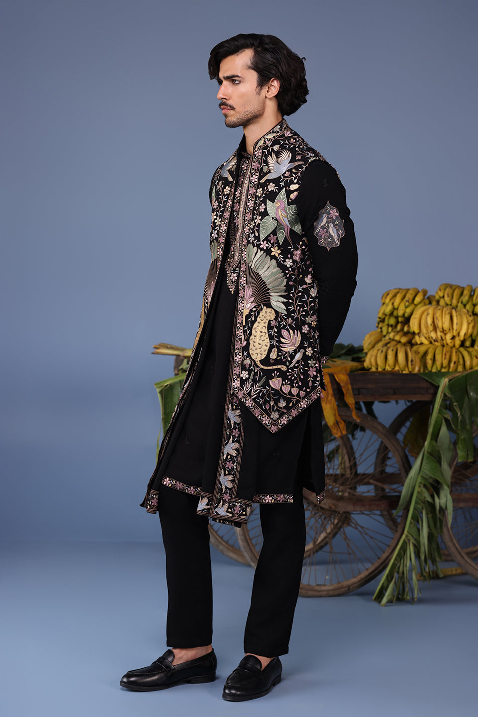 KAIS WILD GRACE BLACK KURTA JACKET SET
