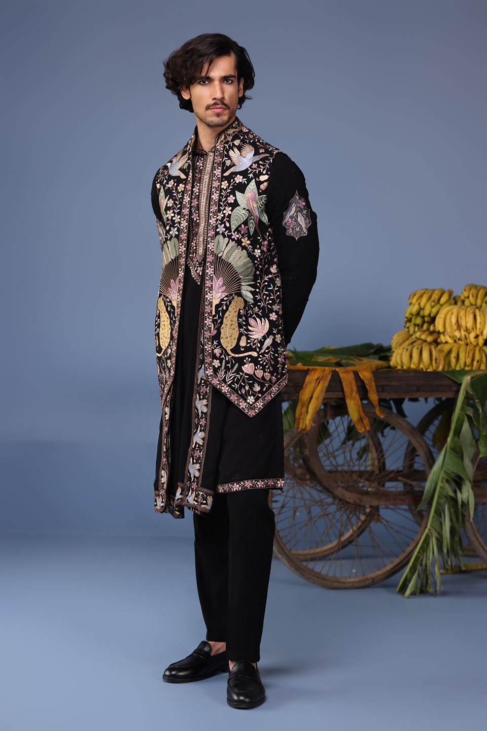 KAIS WILD GRACE BLACK KURTA JACKET SET