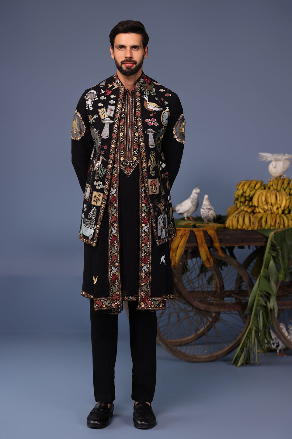 KAINAAT BLACK KURTA JACKET SET