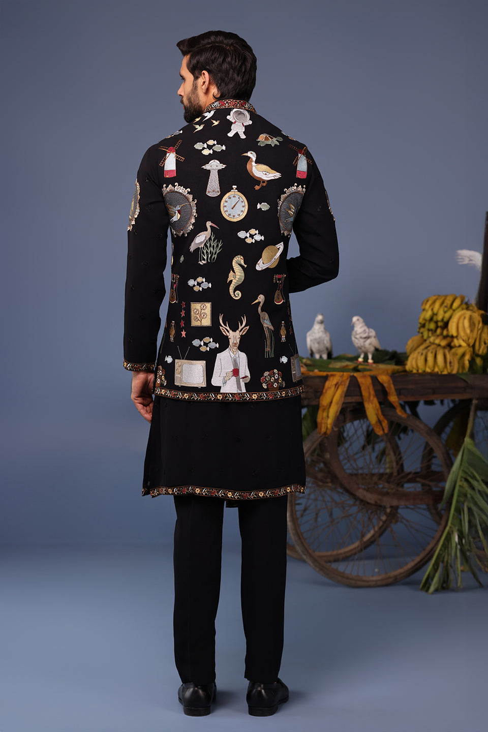 KAINAAT BLACK KURTA JACKET SET