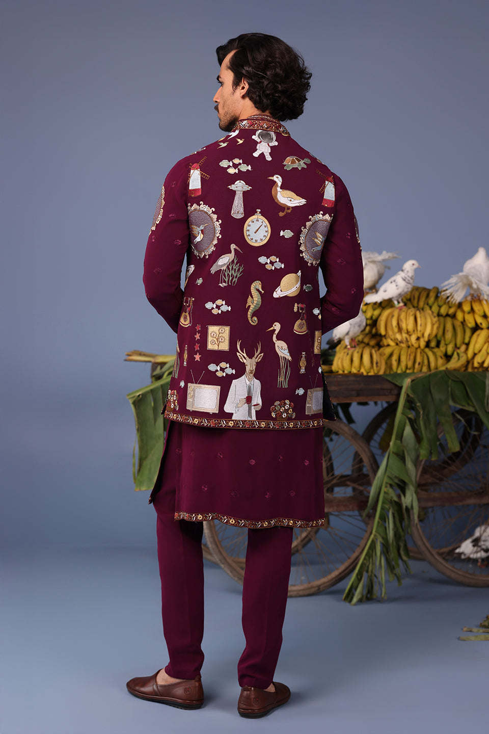 KAINAAT WINE KURTA JACKET SET