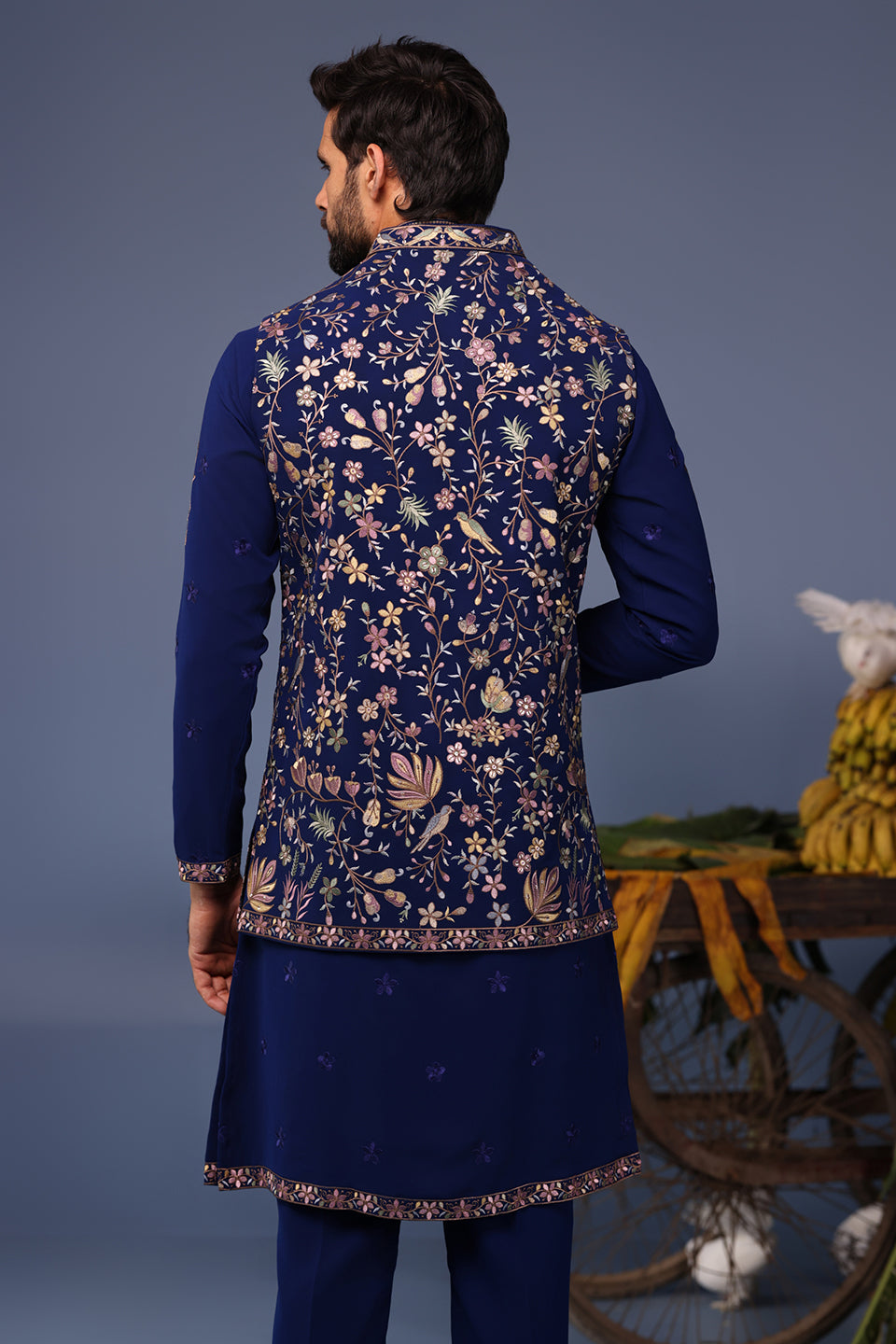FAIZ WILD GRACE NAVY BLUE KURTA JACKET SET