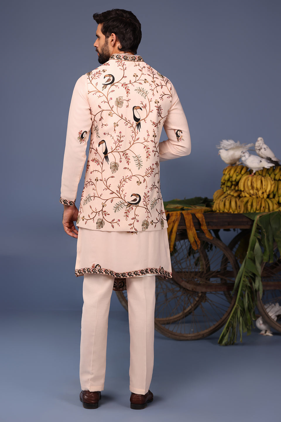 GAUHAR MACAW PINK KURTA JACKET SET