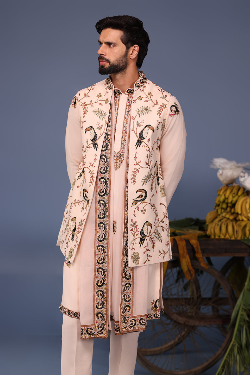 GAUHAR MACAW PINK KURTA JACKET SET