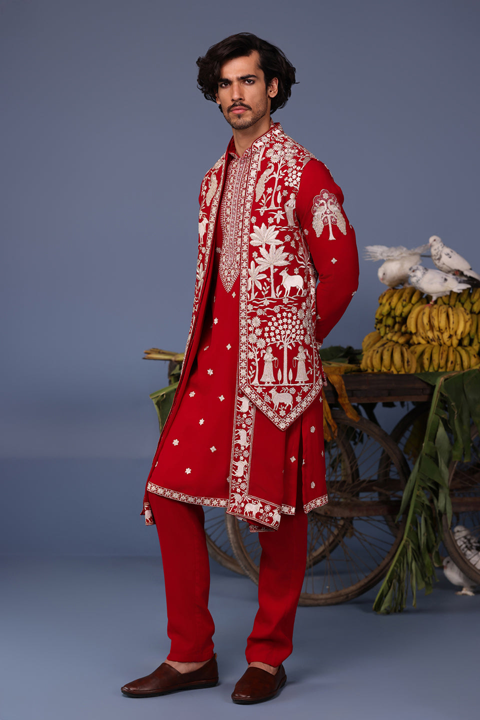 AARIZ PICHWAI HOT PINK KURTA JACKET SET