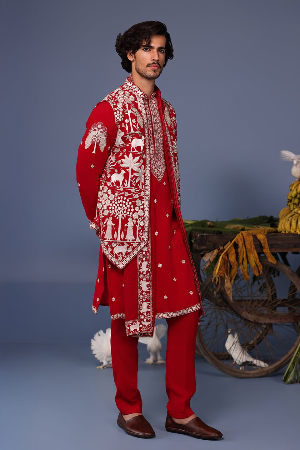 AARIZ PICHWAI HOT PINK KURTA JACKET SET