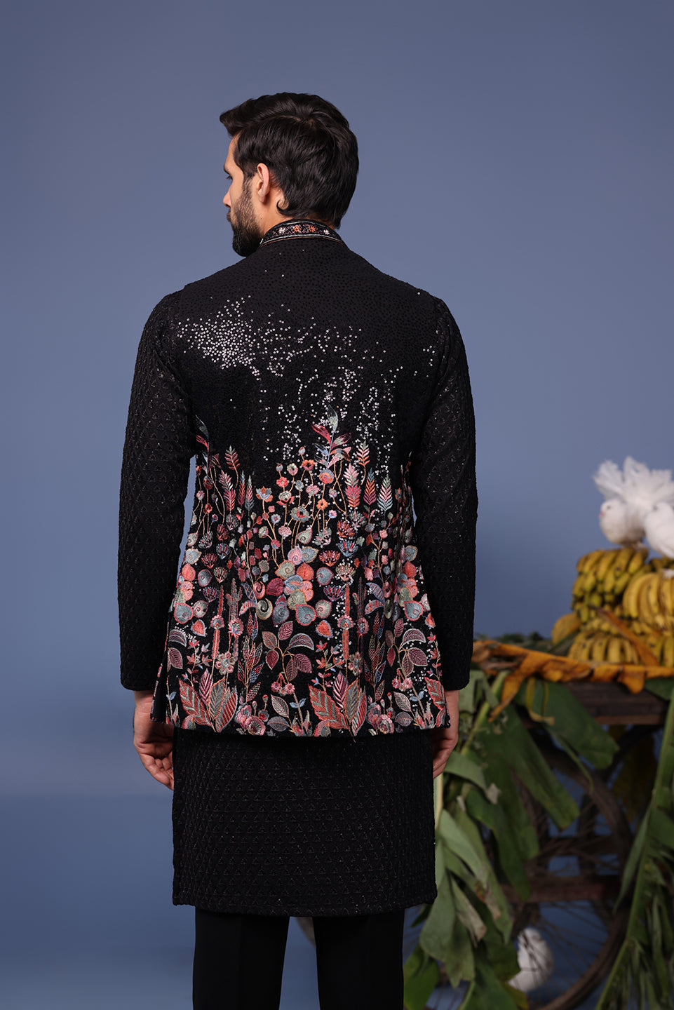 TAIMOOR BLACK KURTA JACKET SET