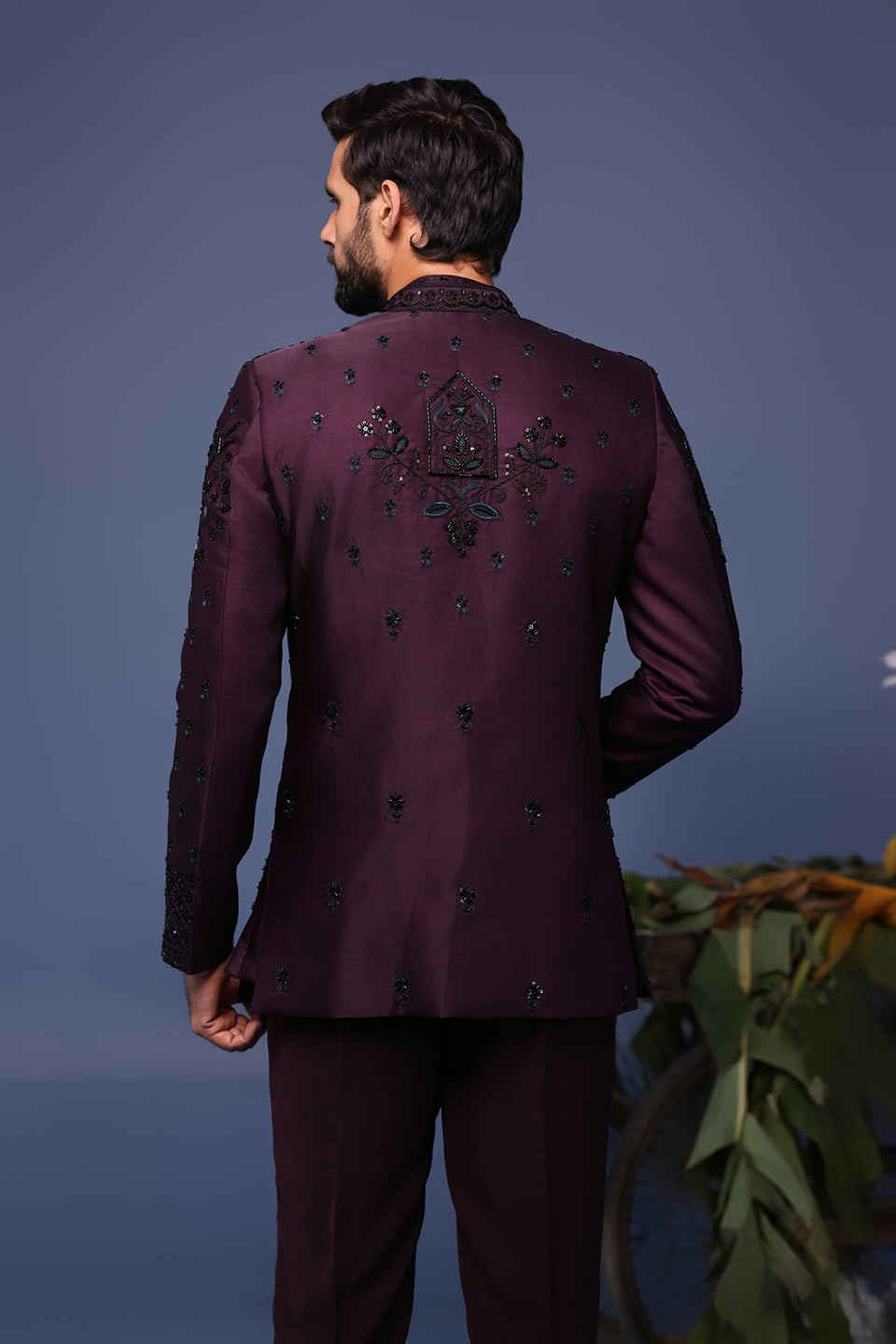 RAAFIQ WINE JODHPURI KURTA SET