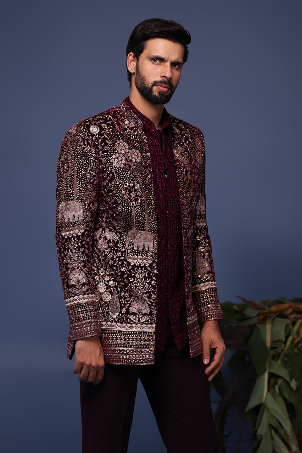 AURANG WINE JODHPURI SET