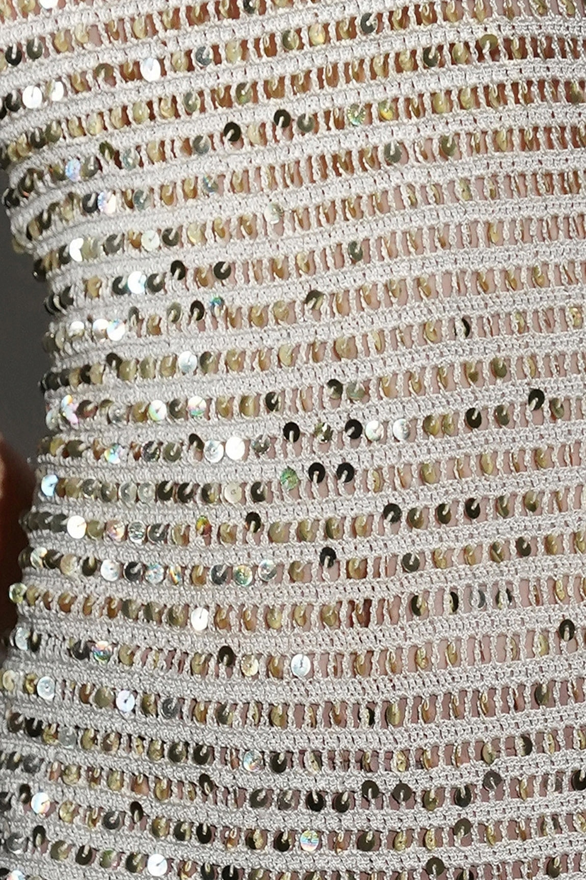 ARIA IVORY GOLDEN SEQUIN CROCHET MINI DRESS