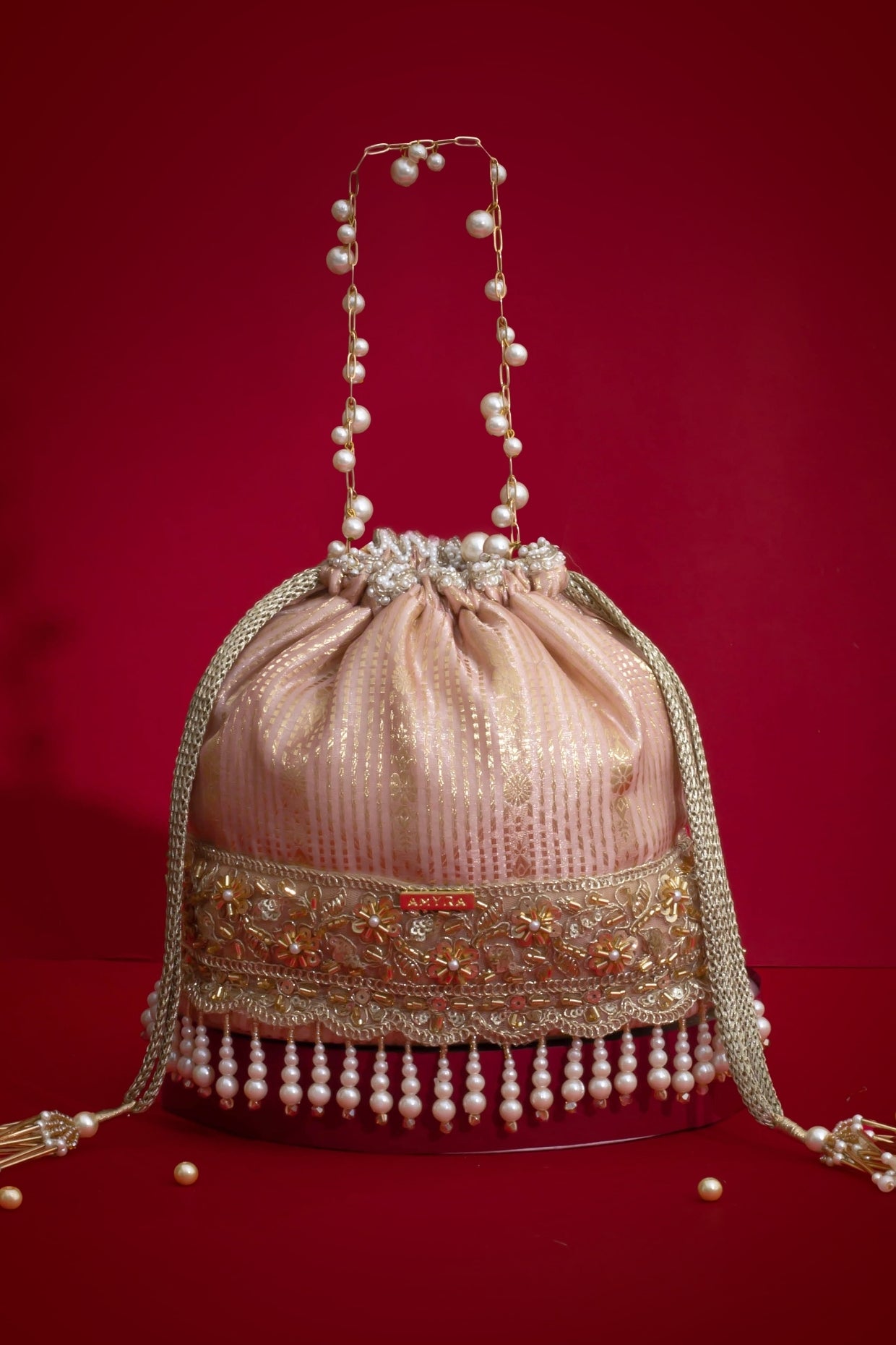 VIVAAH EMBELLISHED BUCKET BAG - PINK