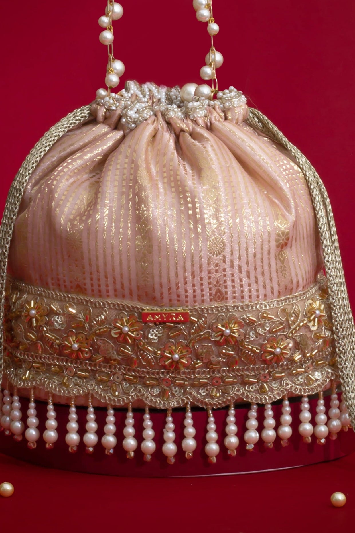 VIVAAH EMBELLISHED BUCKET BAG - PINK