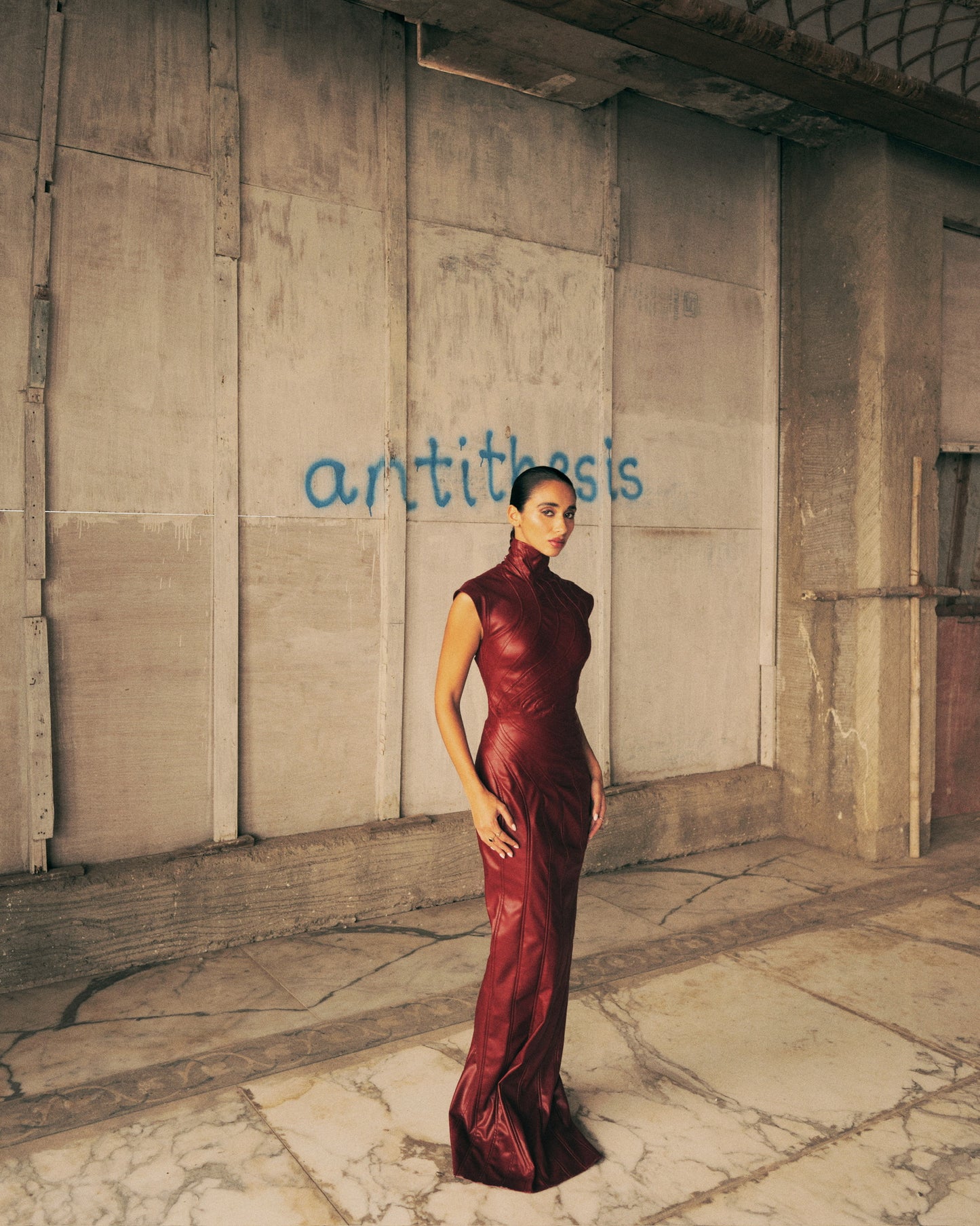 BORDEAUX LEATHER DRESS