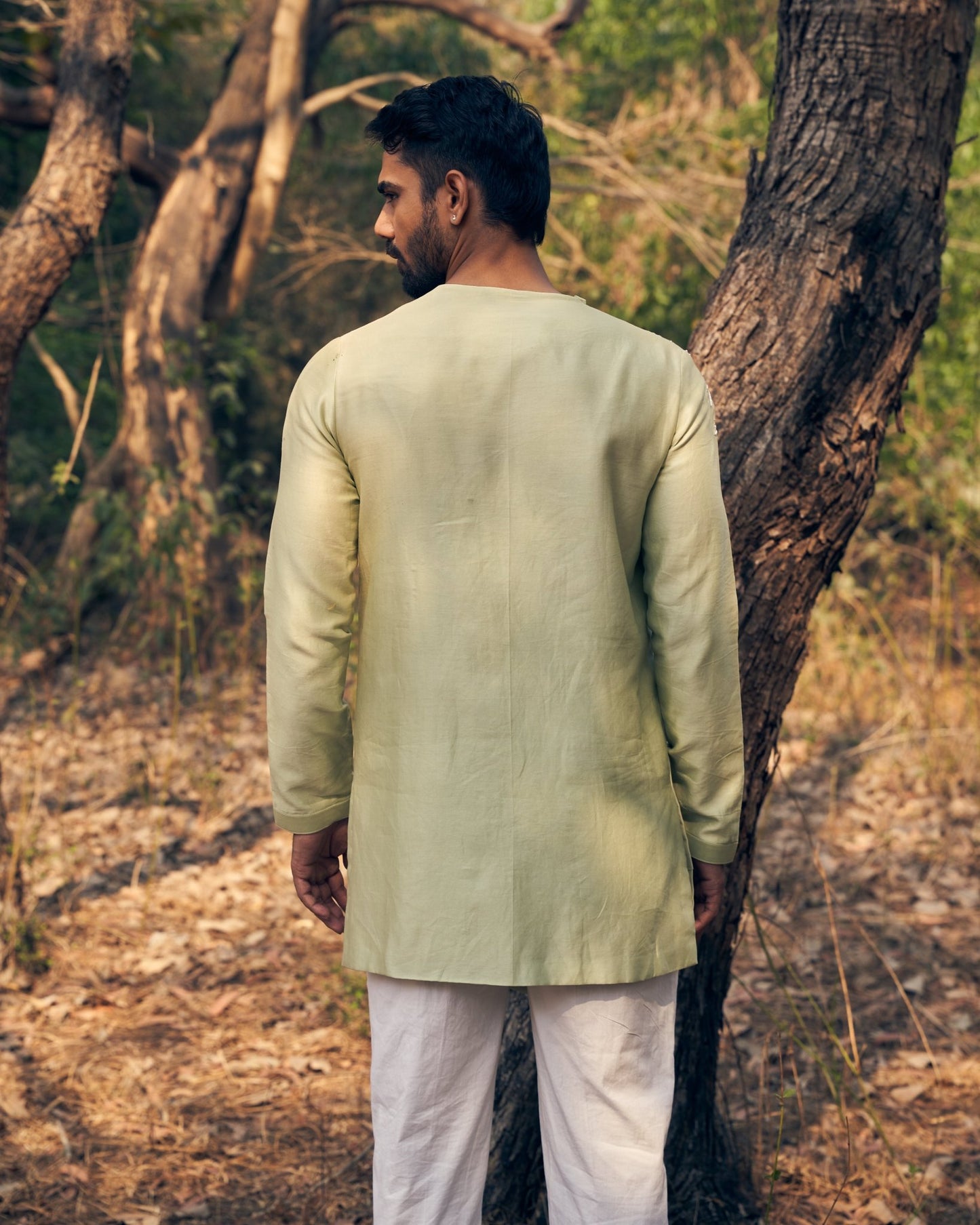 ASYMMETRIC FLORAL KURTA SET - White Maison de Couture